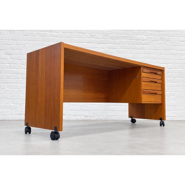 Wood Mid Century Modern Danish Teak Desk by Denka, C. 1960’s For Sale - Image 7 of 14