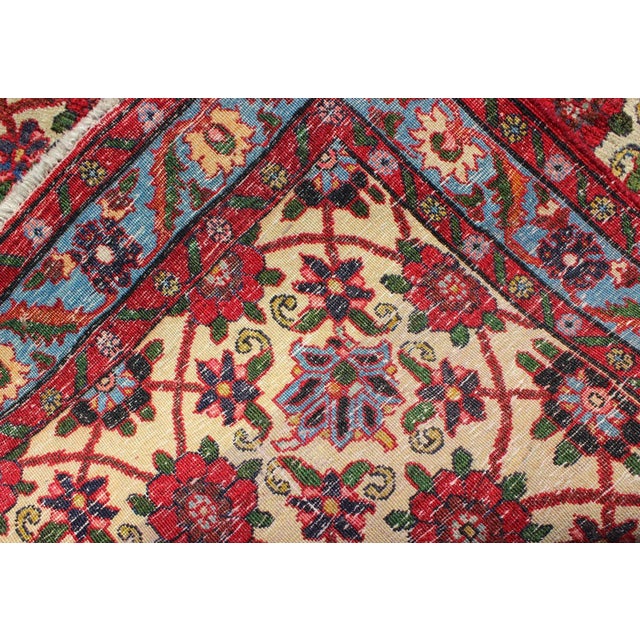 Semi Antique Persian Malayer Rug With Floral Pattern in Rich Red, Yellow Tones For Sale - Image 11 of 12