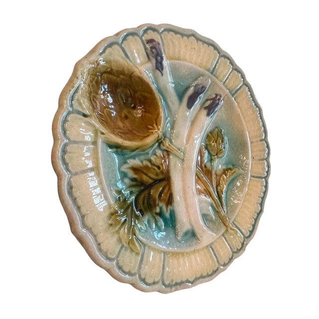 Ceramic Antique French Asparagus Plate For Sale - Image 7 of 7