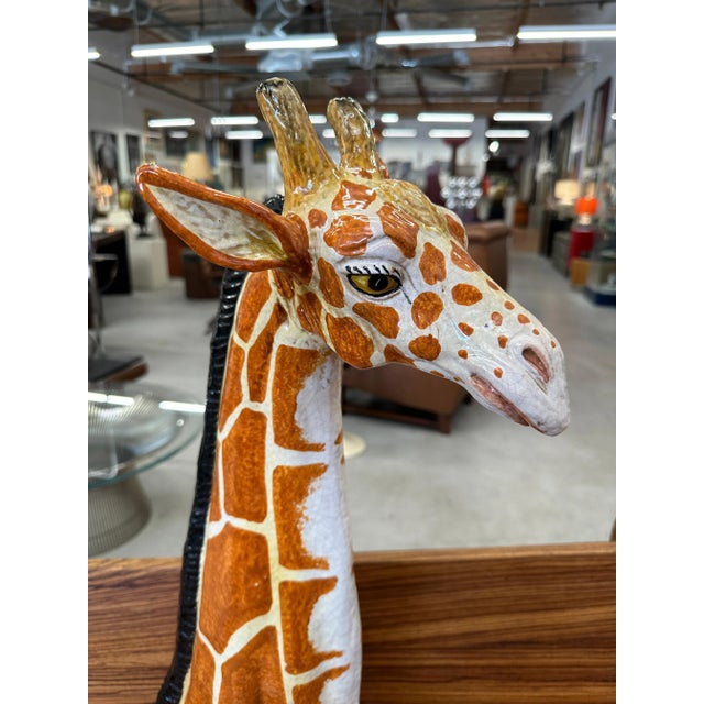 Mid 20th Century Large Italian Majolica Terracotta Glazed Giraffe For Sale - Image 5 of 12