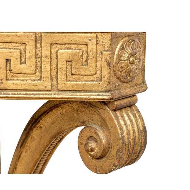 Neoclassical Neoclassical Giltwood Console With Marble Top and Greek Key Detail For Sale - Image 3 of 7