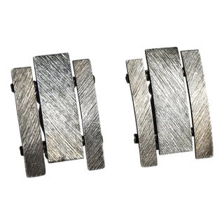 Danish Modernist Ear-Clips in Sterling Silver, 1970s-1980s, Set of 2 For Sale