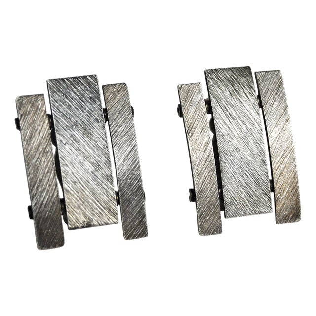 Danish Modernist Ear-Clips in Sterling Silver, 1970s-1980s, Set of 2 For Sale