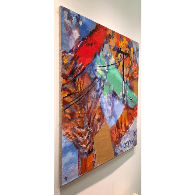 Early 21st Century Urban Glare, Abstract Figurative Oil on Linen, Rich Bright Colors, 2012 For Sale - Image 5 of 6