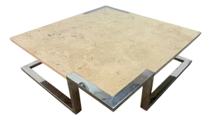 Romeo Rega for Adriana Asti Marble and Chrome Coffee Table, 1970s