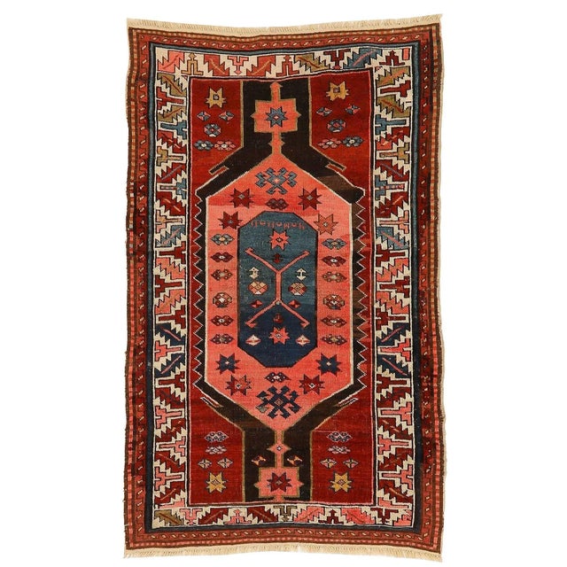 Textile Mid 20th Century Decorative Vintage Caucasian Rug For Sale - Image 7 of 7
