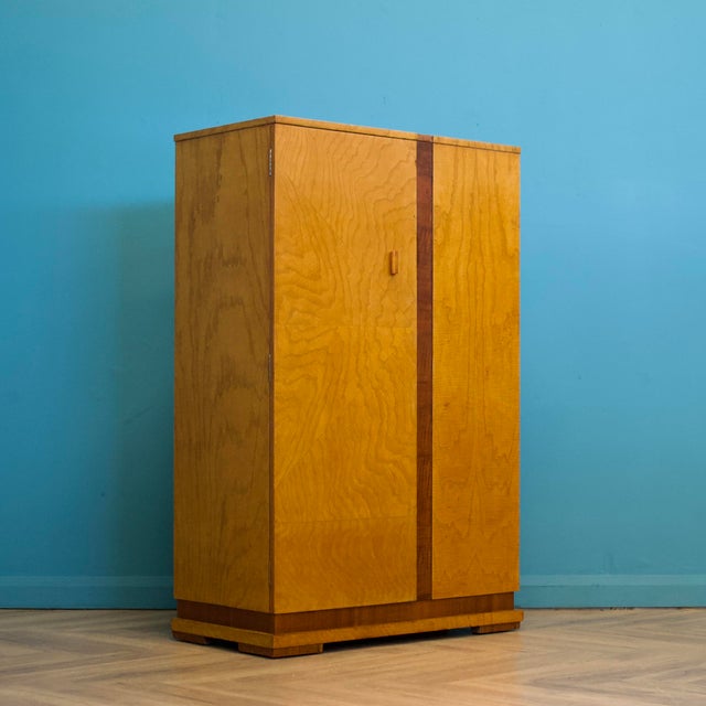 Art Deco British Birdseye Maple Tallboy Compact Wardrobe, 1930s For Sale - Image 15 of 15