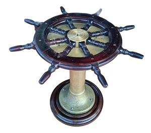 Nautical Table with Brass Base and Glass Top