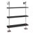 Modern multi-tier shelf in nickel and black shelves, details urban simplicity with burnished finishes. Marais Shelf System...