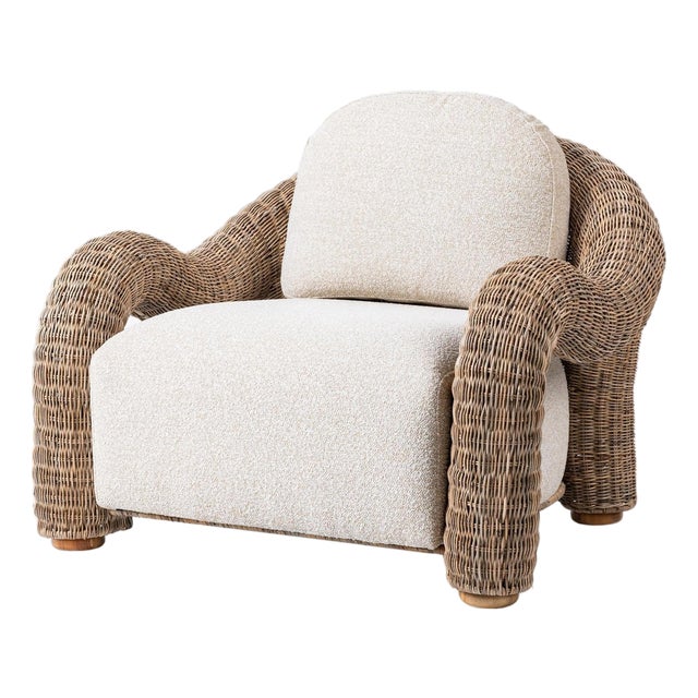 Elara Curved Rattan Arm Chair For Sale