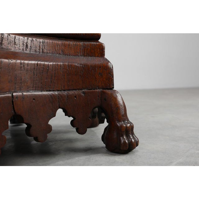 Brown 19th Century Neo-Gothic Oak Umbrella Stand with Sculptural Carving, France For Sale - Image 8 of 12