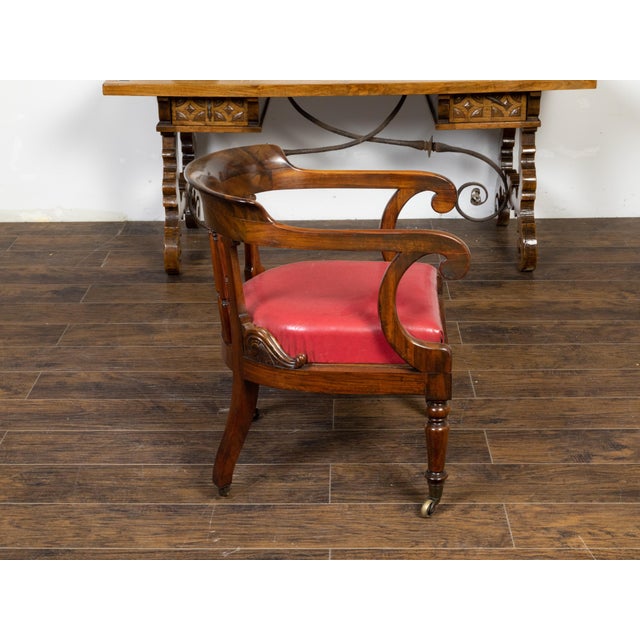 English Regency Period 19th Century Mahogany Horseshoe Back Upholstered Armchair For Sale In Atlanta - Image 6 of 11