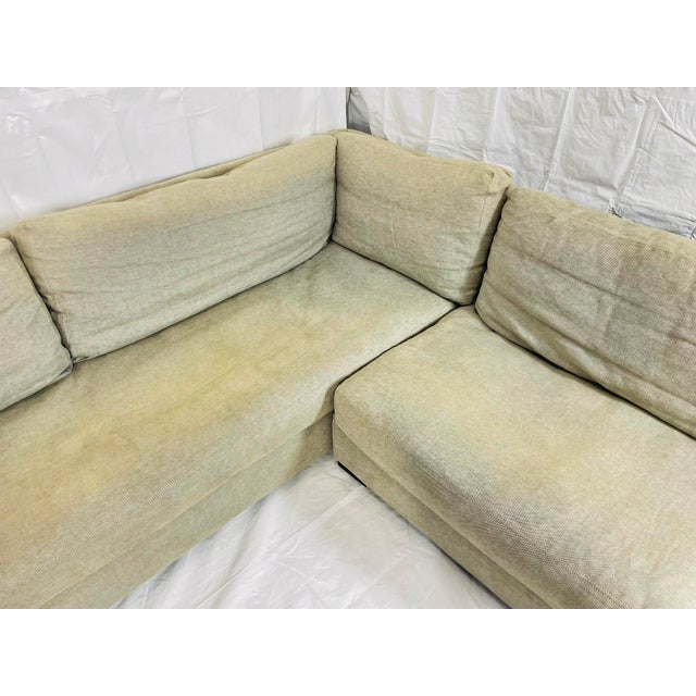 Gray Restoration Hardware Linen 2-Piece Sectional Sofa, Modern Rh Corner Couch For Sale - Image 8 of 18