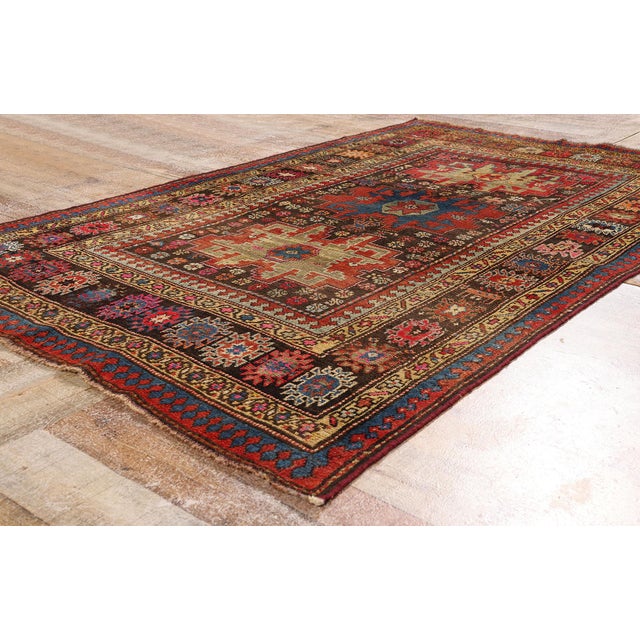 Coffee Late 19th Century Caucasian Kurd Rug, 04'02 X 06'10 For Sale - Image 8 of 10