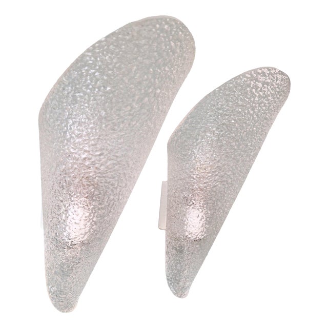 Vintage Wall Sconces in Textured Clear Plastic, 1970s, Set of 2 For Sale