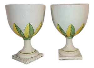Italian Majolica Planters - A Pair