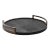 Round Tray in Black Shagreen With Bronze Patina Brass by R&y Augousti For Sale