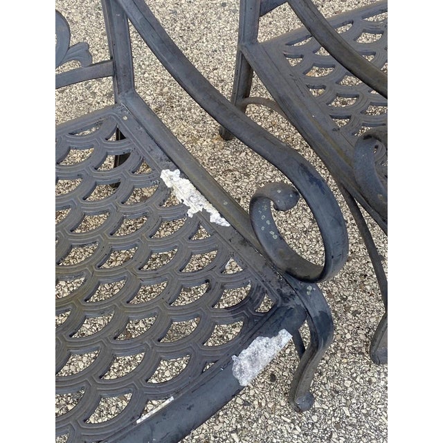 Cast Aluminum Mediterranean Tuscan Scrolling Garden Patio Club Chairs - A Pair For Sale In Philadelphia - Image 6 of 12