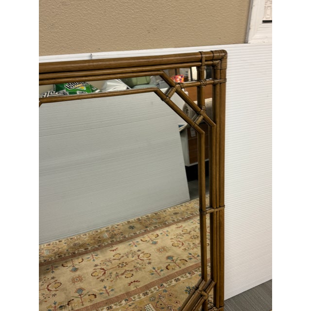 Brown Hollywood Regency Faux Bamboo Wall Mirror For Sale - Image 8 of 12