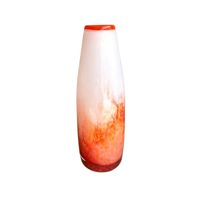 Stunning mid size orange spackle thick milk glass vase No mark of maker Excellent condition B30