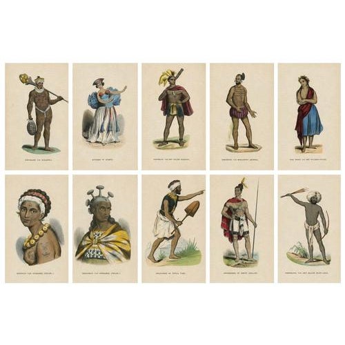 European School Artist, Pacific Islanders & Polynesian Costume, 1852, Print, Set of 10 For Sale - Image 13 of 13