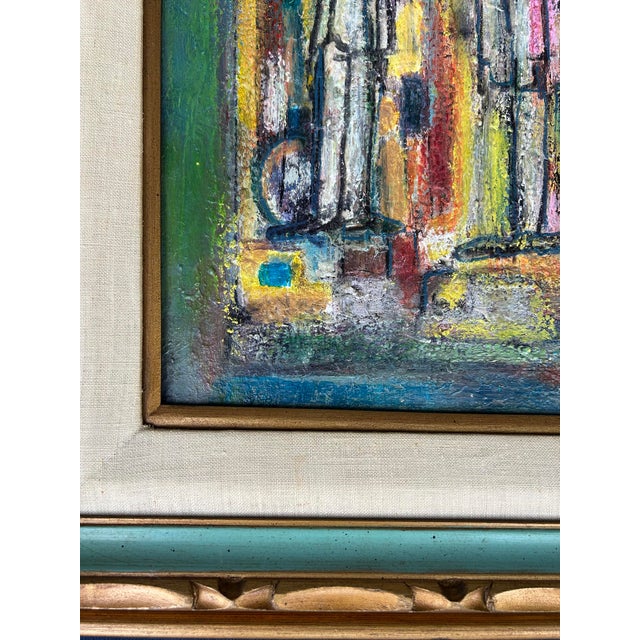 Abstract Cityscape Oil Painting, Jadden Massanet, 1991 Offered for sale is an abstract oil painting on canvas by the...