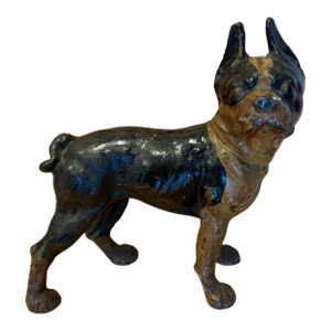 Antique Cast Iron French Bulldog Doorstop 10" Tall 8lb Original Paint