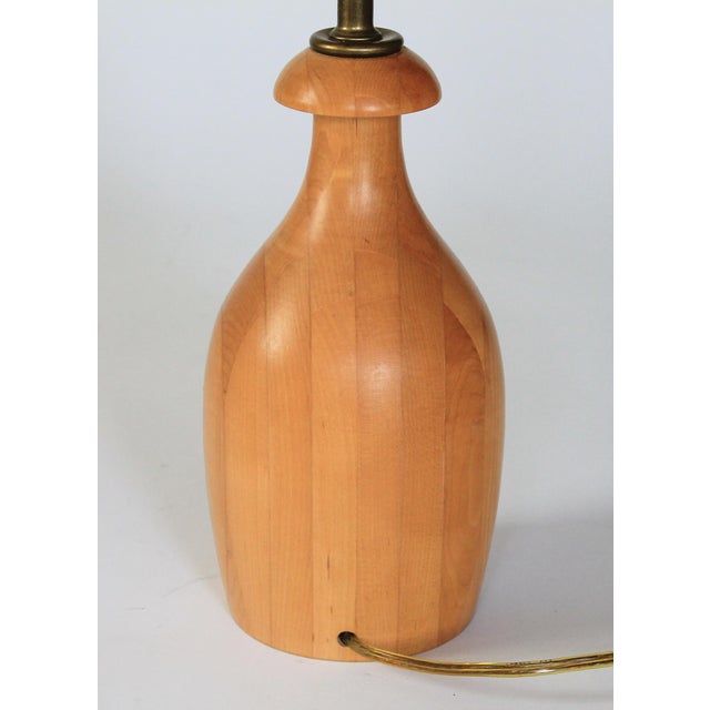 Brown Vintage Hand Turned Wood Table Lamp For Sale - Image 8 of 10