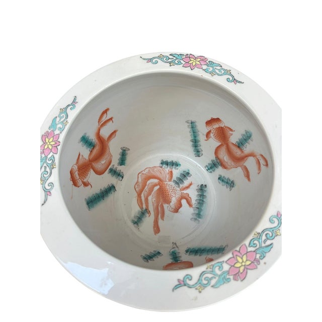 Ceramic Mid 20th Century Chinese Export Fish Bowl / Jardiniere For Sale - Image 7 of 13