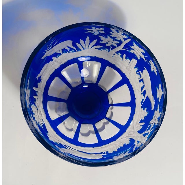 19th Century Cobalt Blue Crystal Centerpiece, Stag, Deer & Scenic Surround For Sale - Image 12 of 12