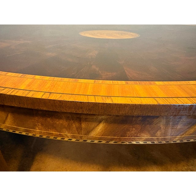 Stickley Stickley Traditional Oval Hepplewhite Coffee Table With Intricate Inlay, Mahogany and Various Other Exotic Woods For Sale - Image 4 of 8