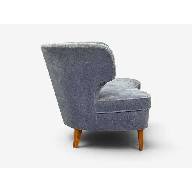 Wood Carl-Johan Boman, Finnish Modern, Settee, Velvet, Wood, Finland, 1950s For Sale - Image 7 of 10