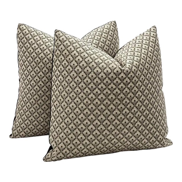Pair of Custom Patterned Pillows For Sale