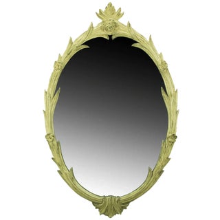 Hand-Carved French Regence Style Mirror With Gilt Ivory Glaze For Sale