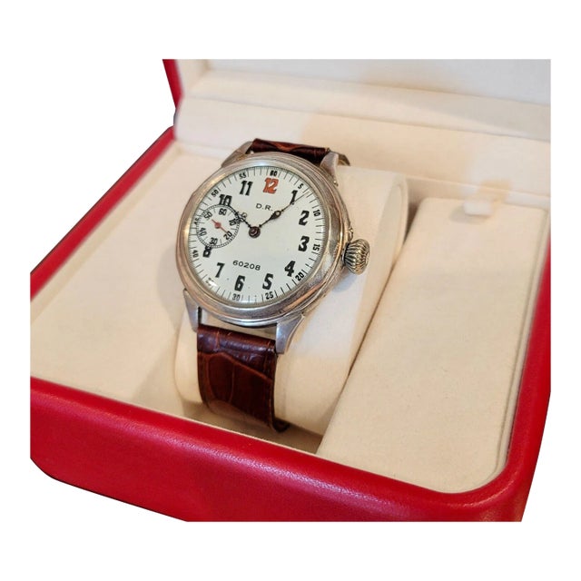 d.r. Antiques Oversized Silver Military Wrist Watch For Sale