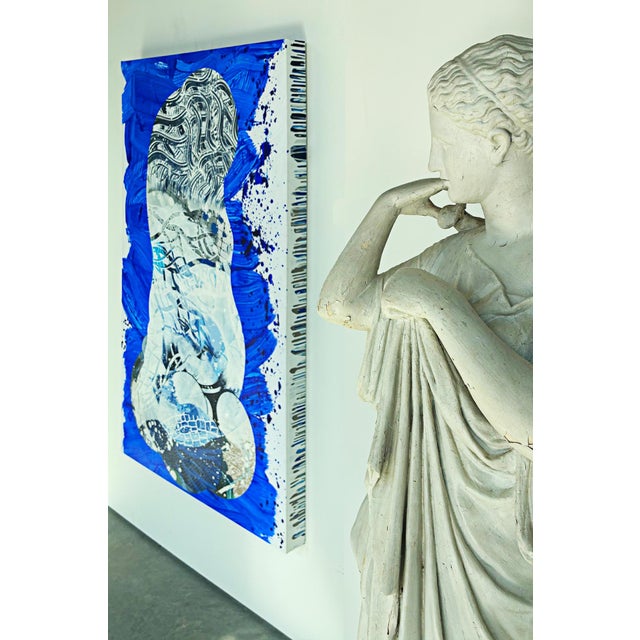 Contemporary "Ballast Blue" by Michael DesRosiers Abstract Mixed-Media on a MDF Panel (2022) For Sale - Image 3 of 16