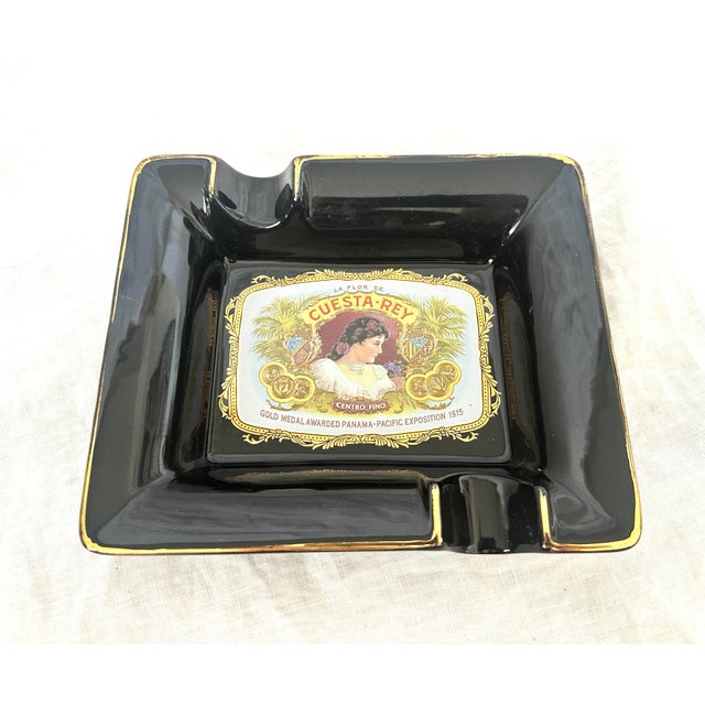 Vintage Cuesta-Rey-Black Ceramic Cigar Dish/Ashtray For Sale - Image 4 of 6