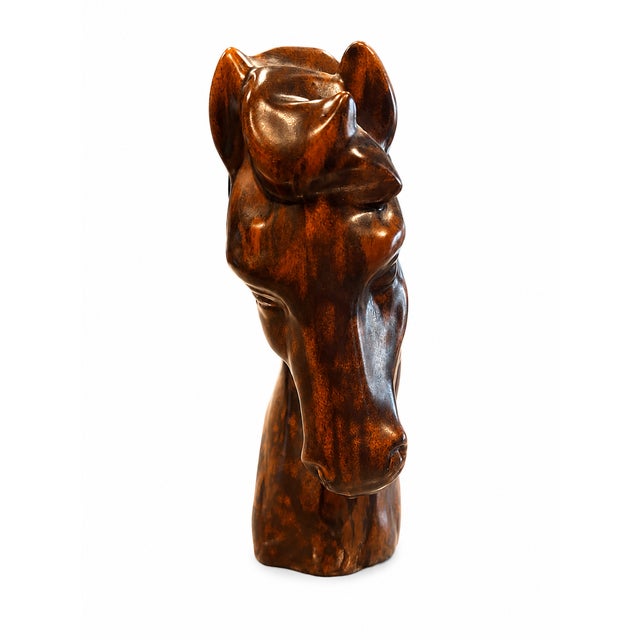 Vintage Ralph Lauren Style Ceramic Horse Head Bust Sculpture For Sale - Image 4 of 6