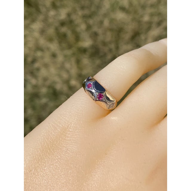 Mid 20th Century The Stinson: Ladies Retro 18K Rose Gold Band set with Ruby and Diamond, Size 3 For Sale - Image 10 of 10