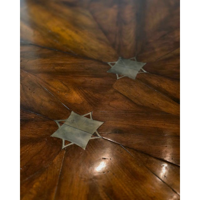 2000 - 2009 Walnut Dining Table With Brass Inlay Details For Sale - Image 5 of 9