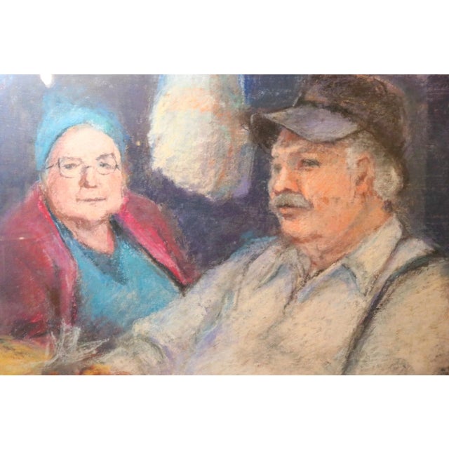 Large Vintage Original F. Perrutti Fruit Market Realism Pastel Drawing For Sale - Image 10 of 12