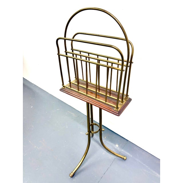 1920s Vintage Brass Swivel Magazine Rack For Sale - Image 5 of 5