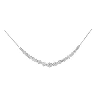 14K White Gold 2.00 Cttw Diamond Composite Cluster Bar Necklace (H-I Color, I2-I3 Clarity) - 18" Inches For Sale