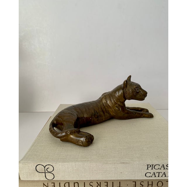 Metal German Bronze Tiger Figurine For Sale - Image 7 of 9