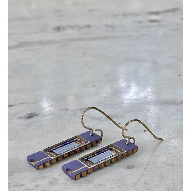 Metal Artist-Made Computer Chip Earrings For Sale - Image 7 of 12