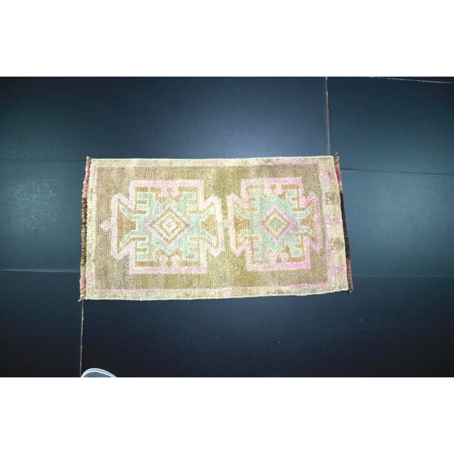 Traditional Turkish Vintage Oushak Brown Small Rug For Sale - Image 3 of 6