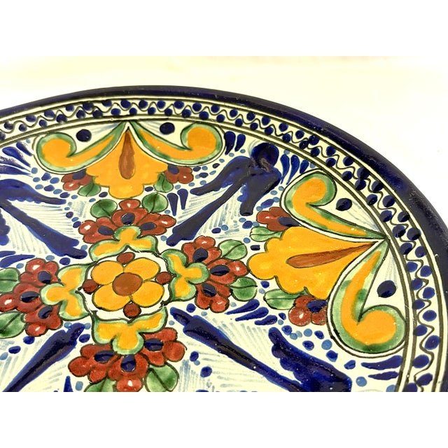 Late 20th Century Vintage Hand Painted Mexican Talavera Pottery Dish For Sale - Image 5 of 14