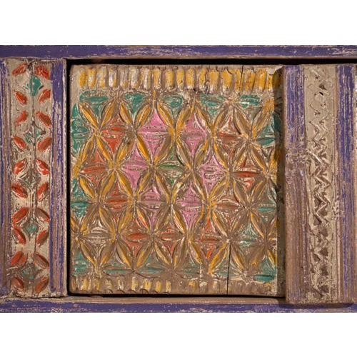 Brown Low Antique Polychrome Carved Pine Sideboard, Xinjiang, China, 1900 For Sale - Image 8 of 14
