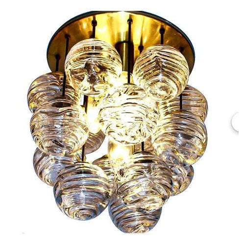 1960s Doria Sputnik Flush Mount Murano 12 Glass Balls & Brass, Germany For Sale - Image 6 of 11
