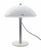A pair of Guzzini designer table lamps from the 1970s, featuring a white lacquered metal base and a white acrylic glass...
